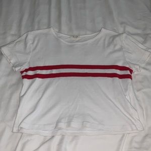 Brandy Melville White Top With Two Red Stripes